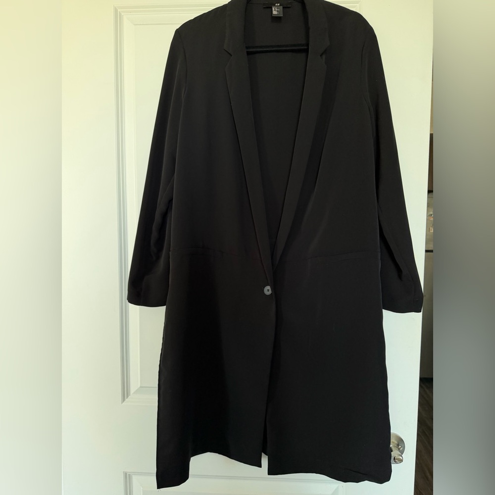 H&M Black Long Blazer Coat - Picture 2 of 4
